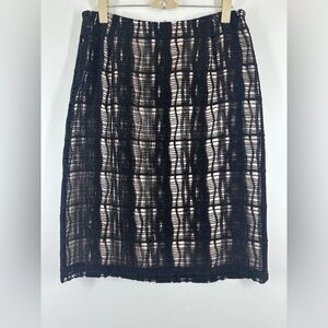 NWOT Tocca Glitter Lace Fishnet Overlay Black Pink Sparkly Knee Length Skirt 6